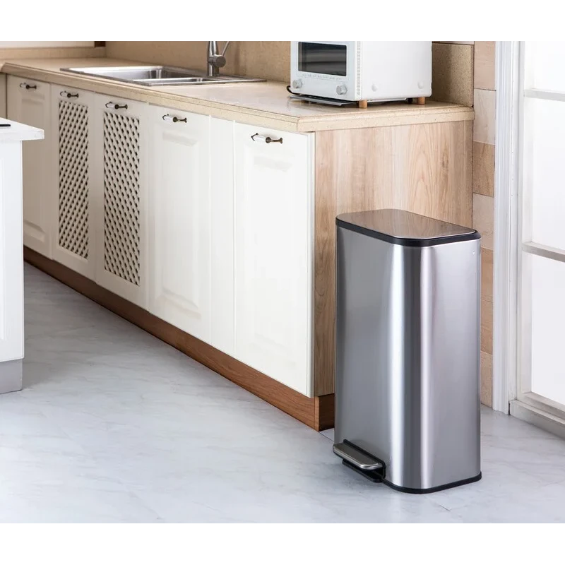 Мусорное ведро с плавным закрытием прямоугольное Mixxus Cubic-TC0112 SS Color 12л цвет нержавейка (MI7089)