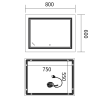 Дзеркало Mixxus Premium QUADRO MR20-80x60-REVERSE (LED Touch, Anti-fog, димер) (MP6619)