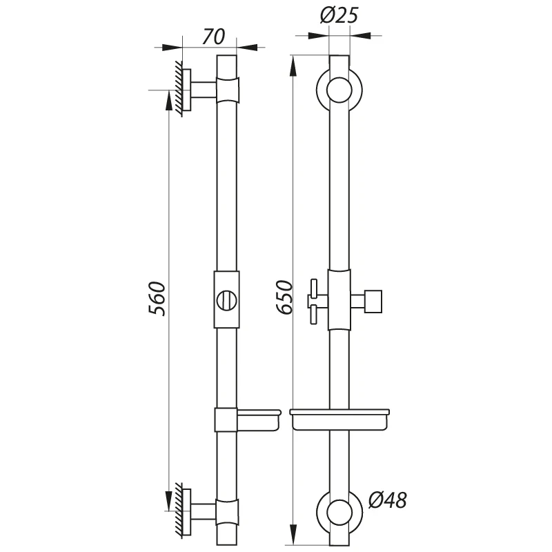 Стійка для душу ZERIX L1106 з мильницею (без шланга та лійки) (LL1758)