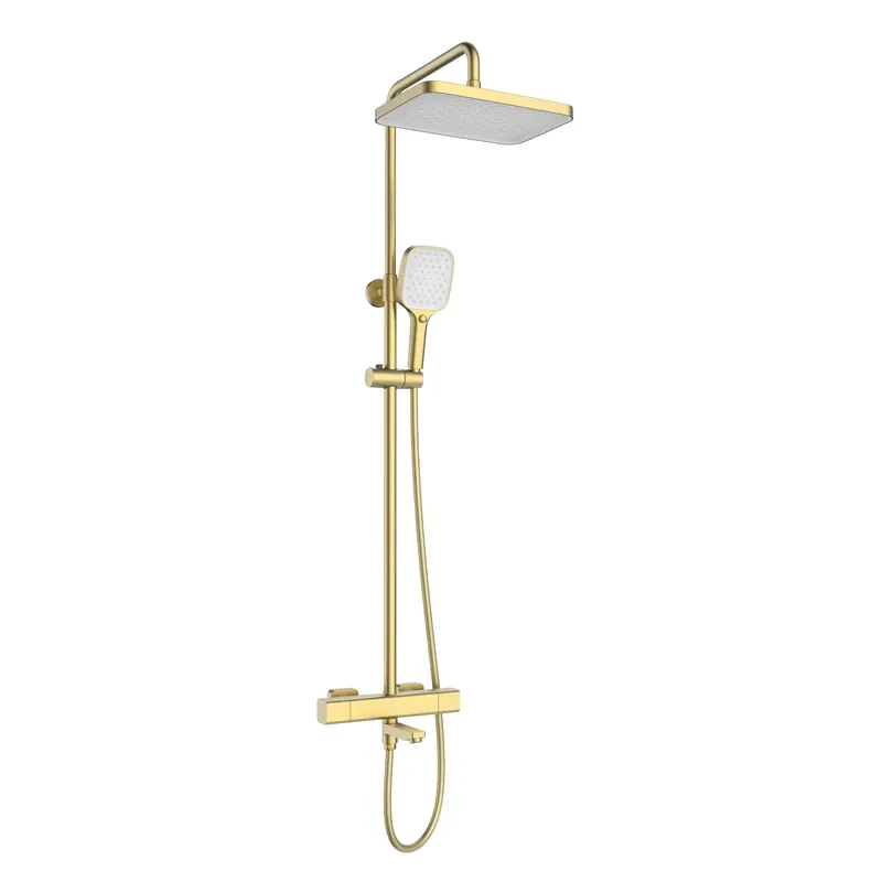 Душевая колонна Mixxus Premium VIRGO 009-J BRUSHED GOLD с термостатическим смесителем, 3 функции (MI6649)