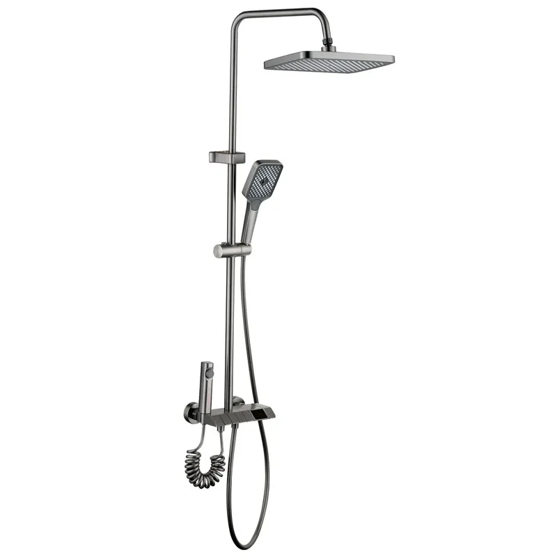 Душевая колонна со смесителем Mixxus Premium NEPTUNE 009-J GRAPHITE с кнопкой переключения, 4 режима (MI6833)