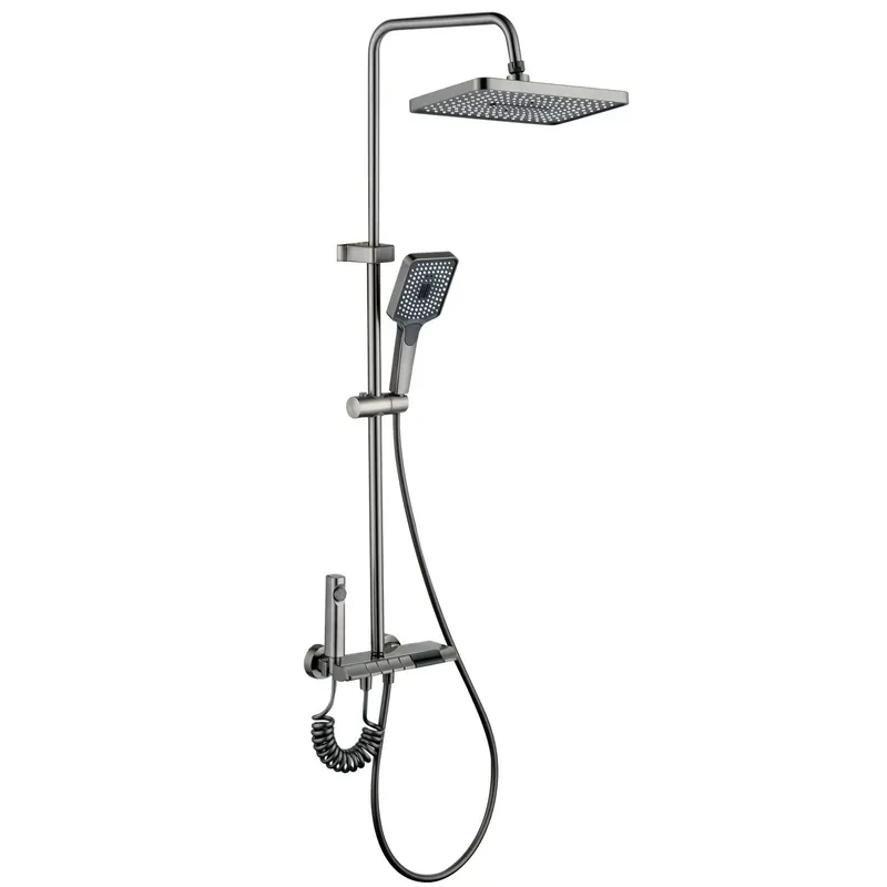 Душевая колонна со смесителем Mixxus Premium RIVIERA 009-J GRAPHITE с кнопкой переключения, 4 режима (MI6835)