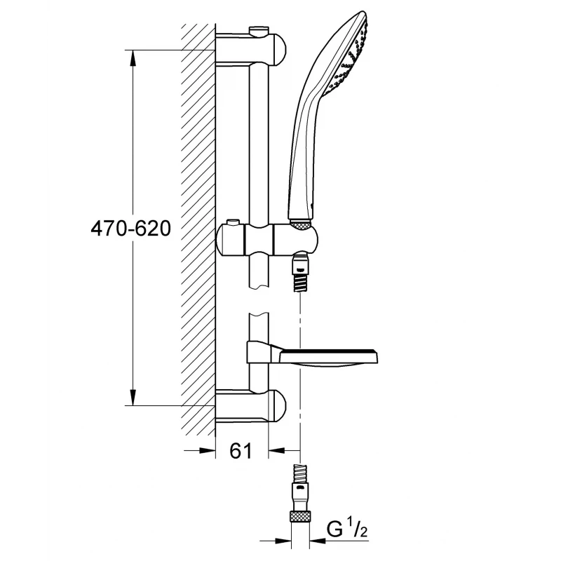 Душовий гарнітур зі штангою, 1 режим струменю Grohe Euphoria (27266001)