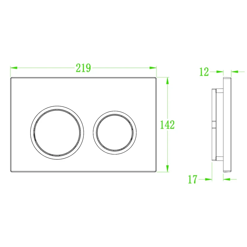 Панель смыва Koer KT-0605-03 220x140x12mm пластиковая, кнопка круглая (KR5316)