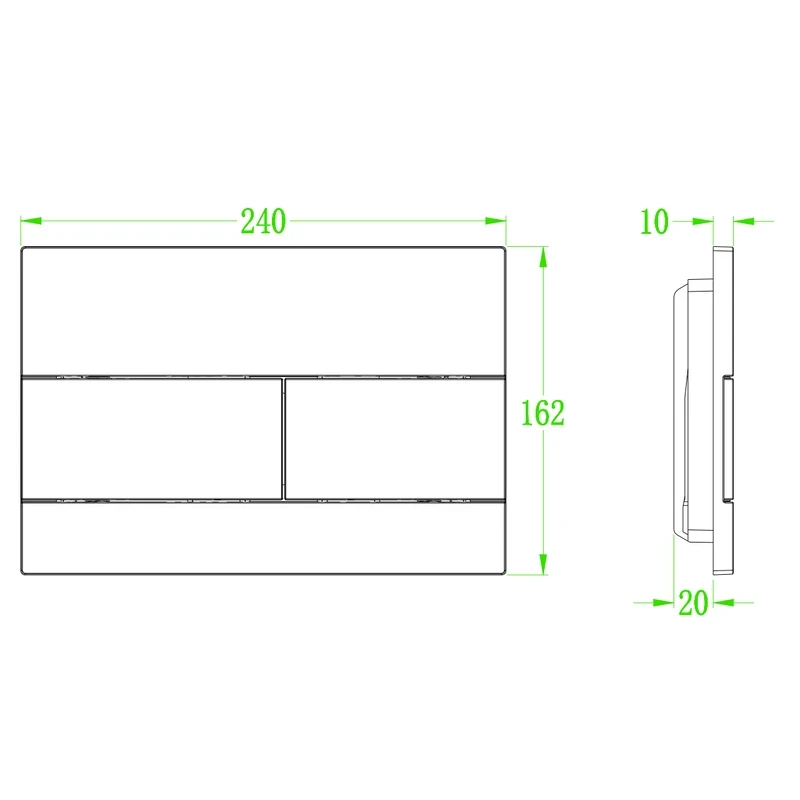 Панель смыва Koer KT-0603-03 240x160x10mm пластиковая, линейная кнопка (KR5318)
