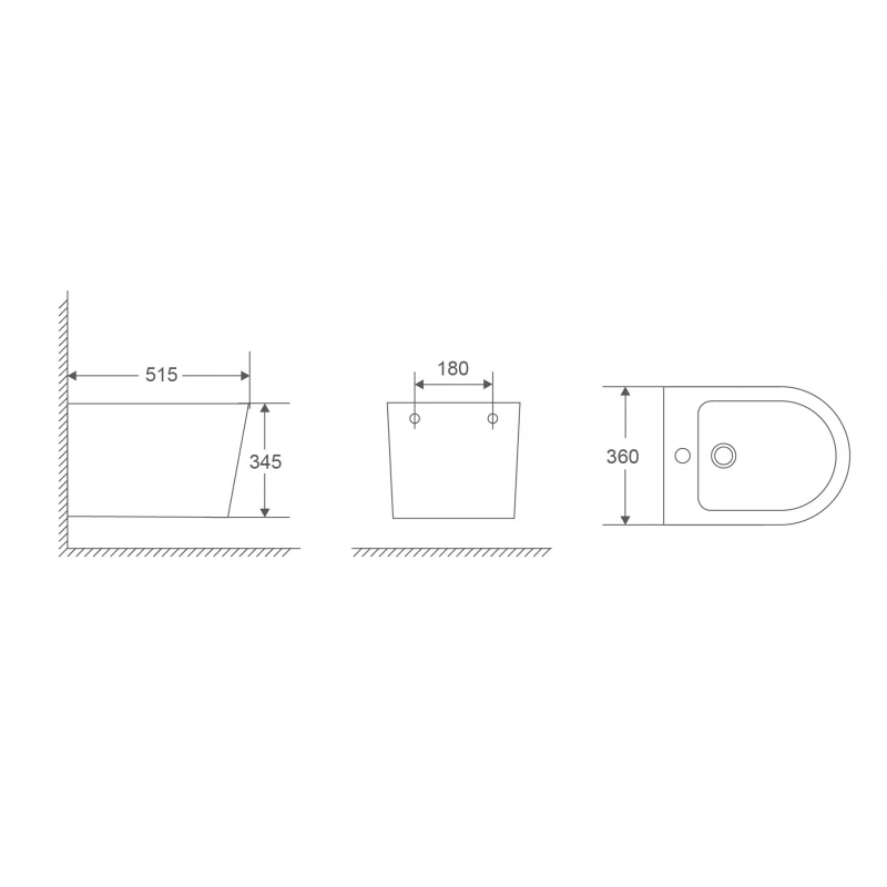 Биде подвесное Mixxus Premium Bevel-0501 515x360x345mm (MP6475)