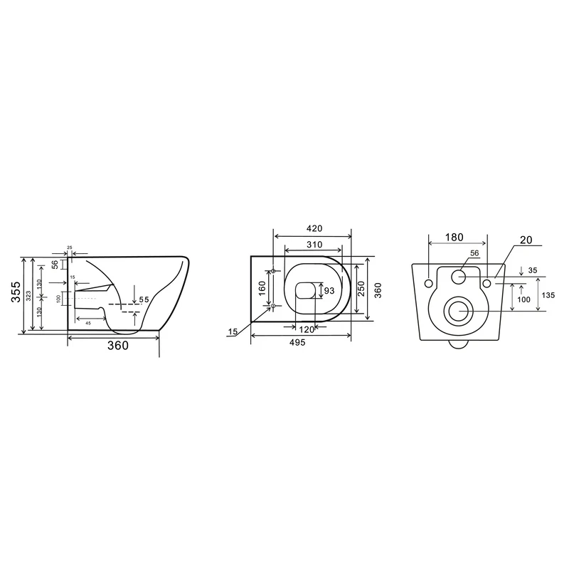 Унітаз підвісний Mixxus Premium ELLIPSE-0308-T3 GRAY 490x360x360mm система змиву TORNADO 3.0 (MP6654)