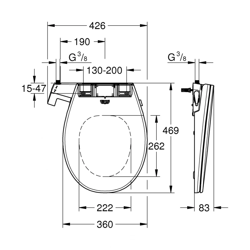 Крышка-биде Grohe Bau Ceramic (39648SH0)