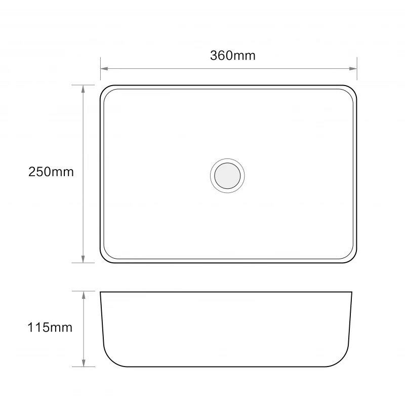 Раковина накладная Mixxus Premium DIVERSE-0103 360х250х115mm (MP6539)