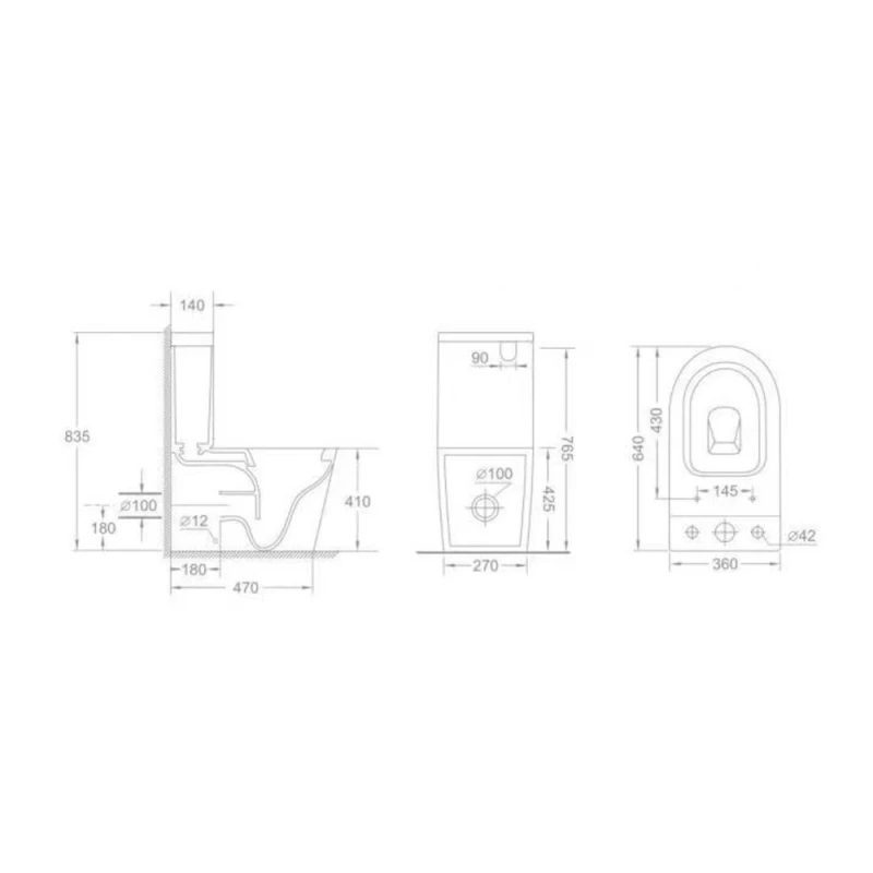 Унітаз-компакт Mixxus BEVEL-0403-T3 640x360x835mm, система змиву TORNADO 3.0 (MI6712)