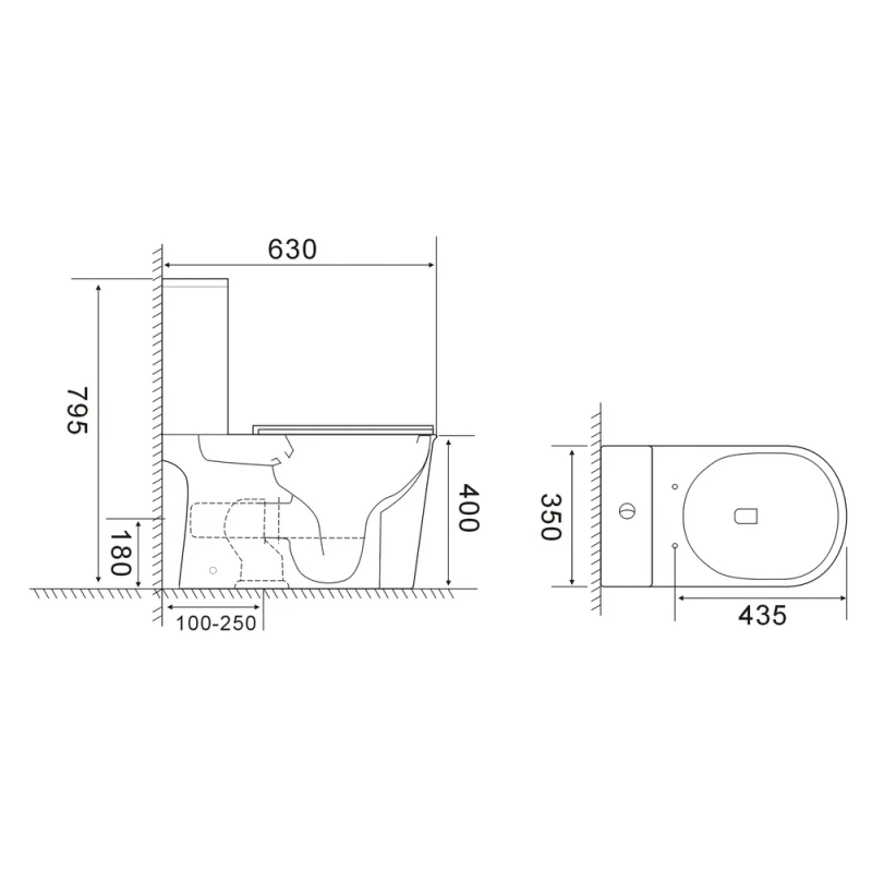 Унітаз-компакт Mixxus WAVE-0405-R 630х350х795mm, система змиву RIMLESS (MI6694)