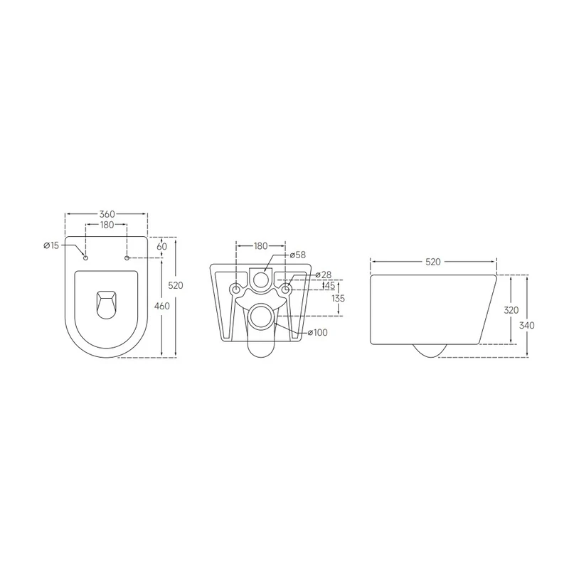 Унітаз підвісний Mixxus BEVEL-0302-T3 520x360x365mm, система змиву TORNADO 3.0 (MI6705)