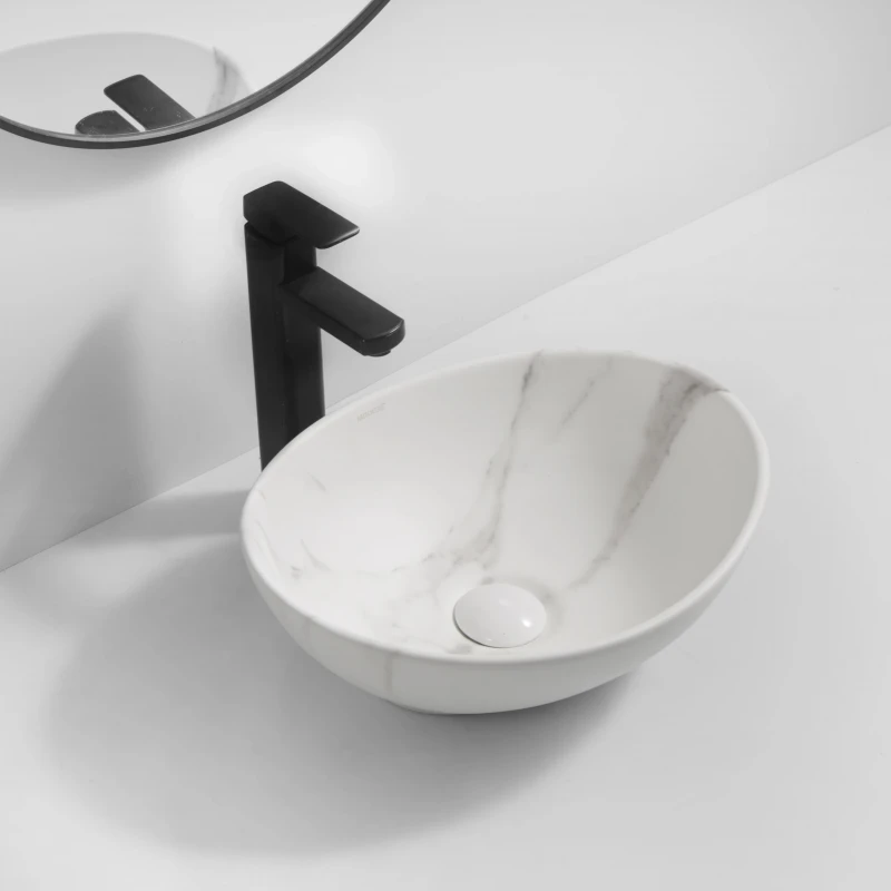 Раковина накладная MIXXUS PREMIUM ELLIPSE-0108 MARBLE 400х330х145mm (MP6526)