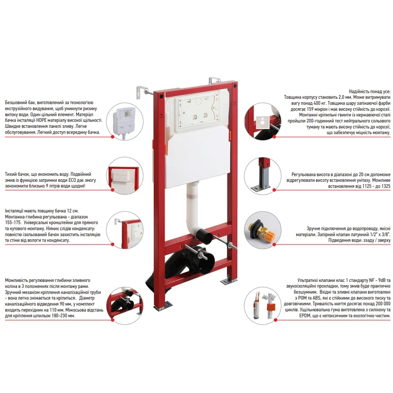 MIXXUS PREMIUM ELLIPSE-SET-2101 Комплект: Унитаз система смыва TORNADO 3.0+ Инсталляция с панелью смыва WHITE (MP6667)