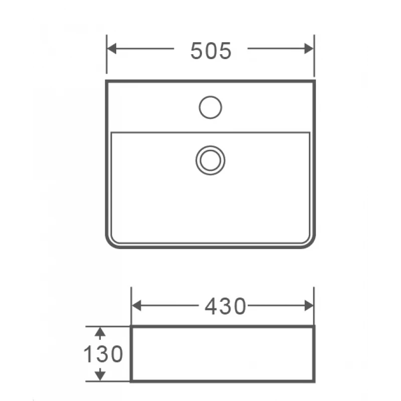 Умывальник накладной керамический Mixxus Premium Quadro-0201 с переливом 500x420x120mm (MP6478)