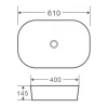 Умывальник накладной керамический Mixxus Premium Diverse-0102 610x400x145mm (MP6486)