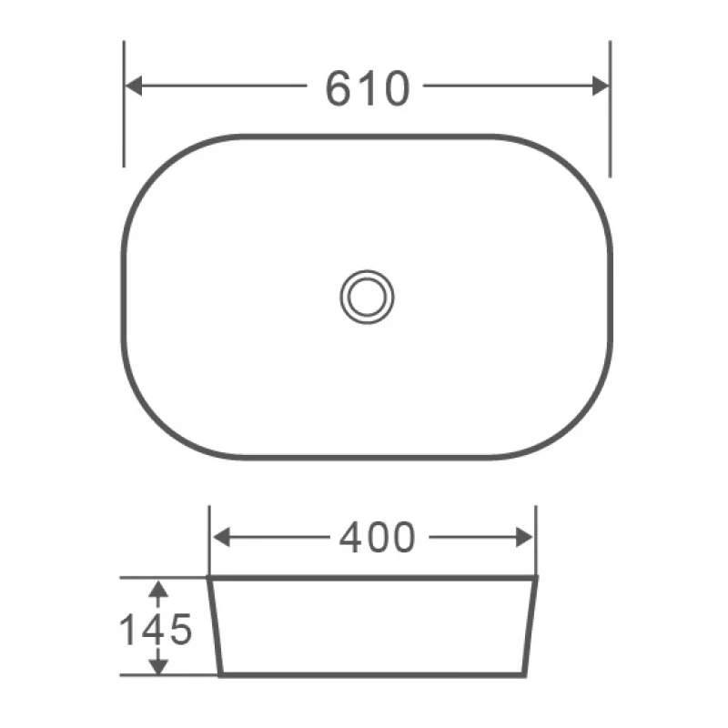 Умывальник накладной керамический Mixxus Premium Diverse-0102 610x400x145mm (MP6486)