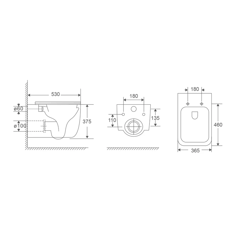 Унитаз подвесной Mixxus Premium Diverse-0101-T1 530x365x373mm, система смыва Tornado 1.0 (MP6477)
