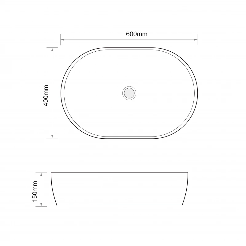 Раковина накладная MIXXUS PREMIUM ELLIPSE-0105 600х400х150mm (MP6563)