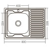 Кухонна мийка накладна ZerixZ8060L-06-160E (Satin) (ZX1616)