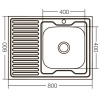 Кухонна мийка накладна ZerixZ8060R-06-160E (Satin) (ZX1617)