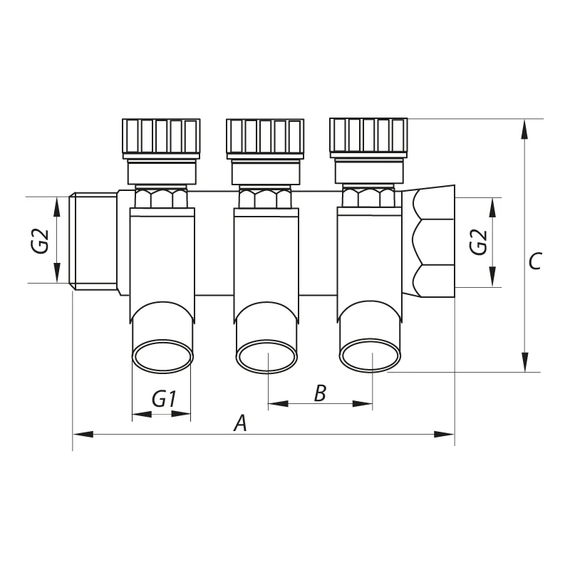 Колектор вентильний з фитингом Koer KR.1124-4 1"x4 ways (KR2834)