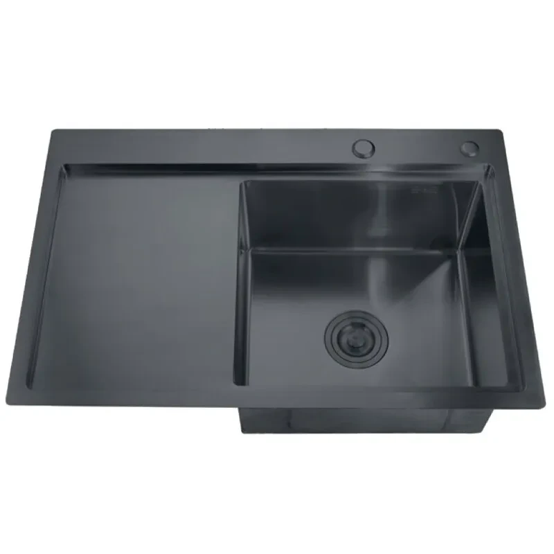 Мийка Zerix ZH7849RB-215 (3.0/1.0) PVD-Black з диспенсером та сушаркою для посуду (ZM5569)