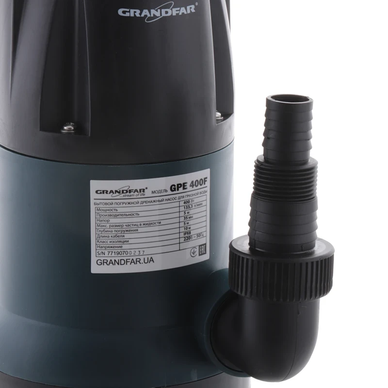 Дренажный насос для грязной воды (с электр. выкл.) Grandfar GPE400F (GF1087)