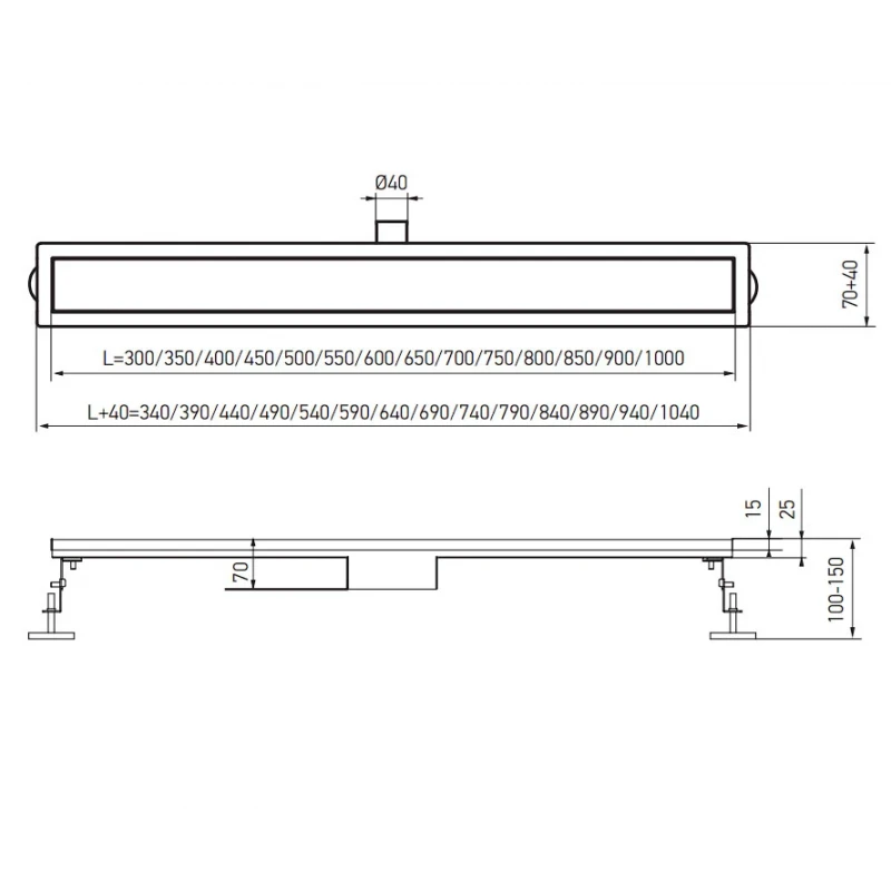 Душевой трап из нержавеющей стали SUS304 Koer FD29-70x900 (AC0626)