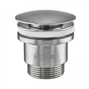 Донний клапан для умивальника Koer PW-01-02 1 1/4'' (кнопка) (Колір нерж) (KR3401)