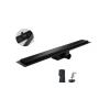 Душовий трап із нержавіючої сталі Koer FD08-70x500-GLASS Black 70x500мм зі склян. панеллю (KR5139)