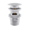 Донный клапан для умывальника с переливом Koer PW-03-03 1 1/4'' (кнопка) (Белый) (KR3395)