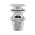 Донний клапан для умивальника з переливом Koer PW-03-03 1 1/4'' (кнопка) (Білий) (KR3395)