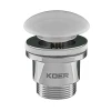 Донный клапан для умывальника Koer PW-01-11 1 1/4'' (кнопка) (Белая керамическая накладка) (KR3405)