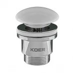Донний клапан для умивальника Koer PW-01-11 1 1/4'' (кнопка) (Біла керамічна накладка) (KR3405)