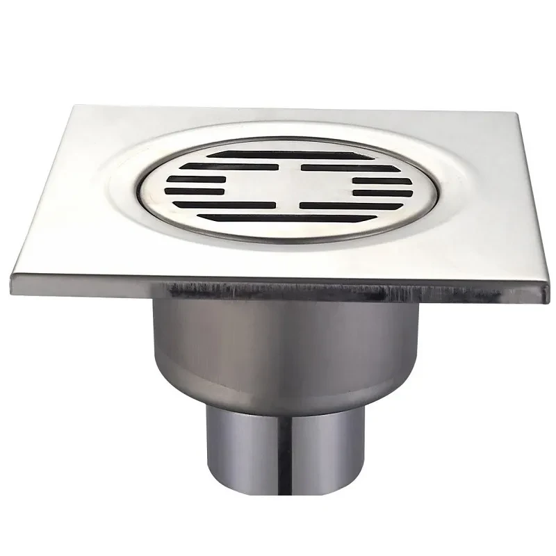 Душевой трап из нержавеющей стали Champion Drain-03-15x15-180 (прямой отвод) (CH6147)