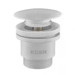 Донний клапан для умивальника Koer PW-01-03 1 1/4'' (кнопка) (Білий) (KR3402)