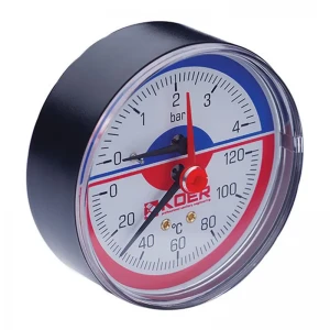 Термо-манометр аксіальний (Koer KM.802A) (0-4 bar), D = 80мм, 1/2'' (KR0222)
