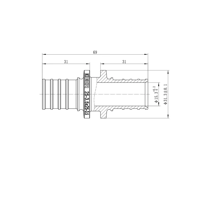 Муфта з'єднувальна рівнопрохідна Koer KA.С25 - 25(3.5mm) x 25(3.5mm) (KR4857)