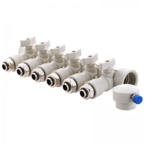 Коллектор распределительный 6-way с фитингом (40x20) PPR Koer K0194.PRO (KP2559)