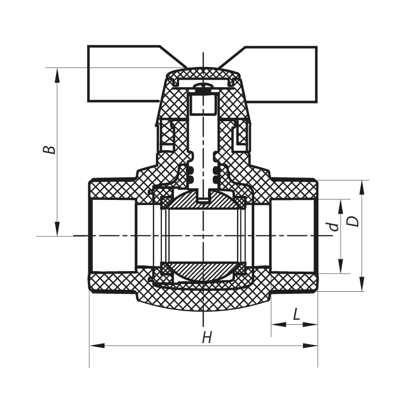 Кран шаровый PPR КШ Koer (бабочка) для горячей воды 25 (Koer K0182.PRO) (KP0235)