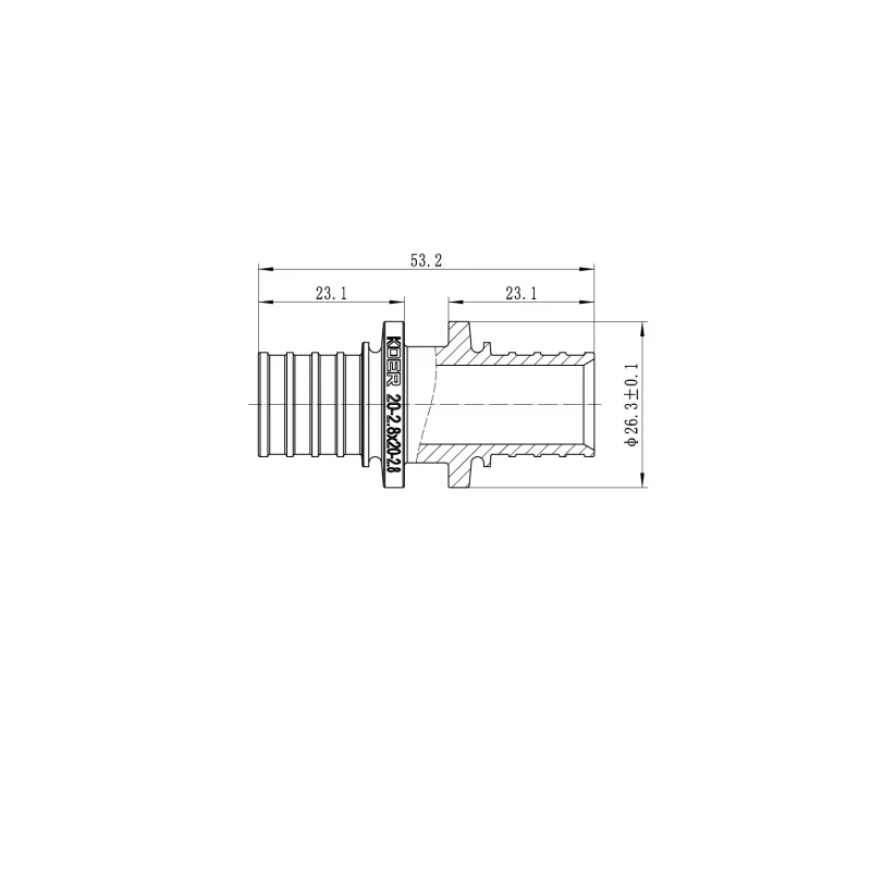 Муфта з'єднувальна рівнопрохідна Koer KA.С20 - 20(2.8mm) x 20(2.8mm) (KR4856)