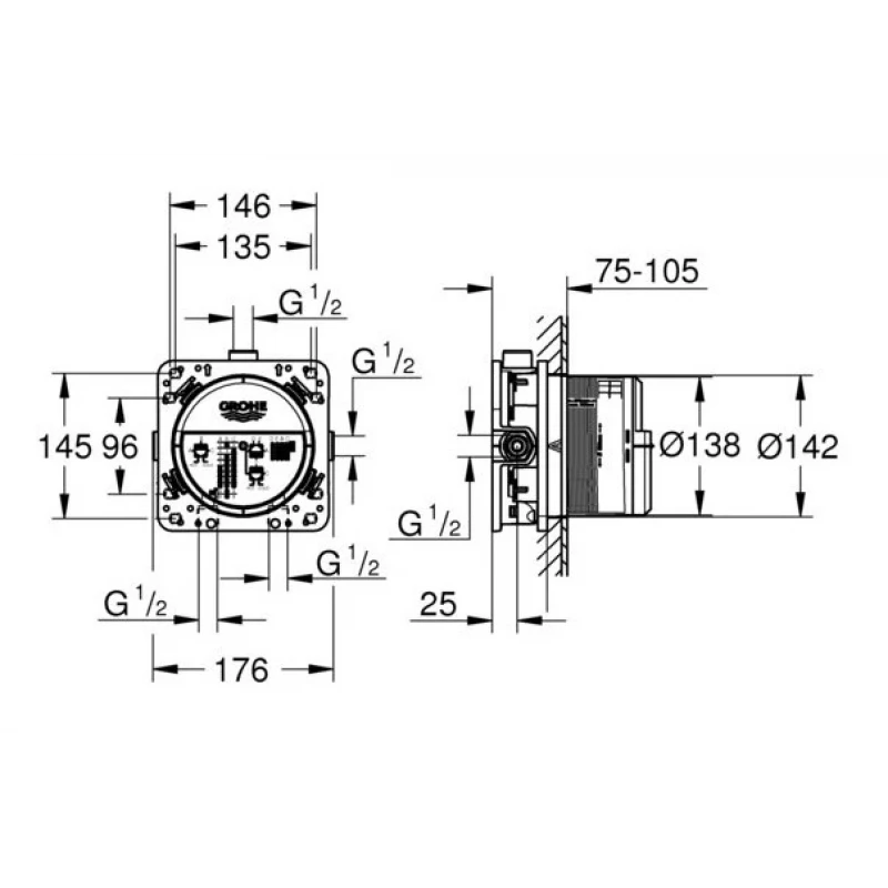 Універсальна вбудована частина Grohe Rapido Smartbox (35600000)