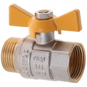 Кран шаровой Waterpro WP607-20FMW-Y - 3/4" FMW ГШМ YELLOW, ручка "бабочка" желтая (WP2892)
