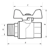 Кран кульовий Nolf NF.722 - 3/4" FM ГШМ YELLOW, ручка "метелик" жовта (NF2952)