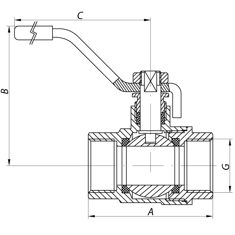 Кран кульовий KOER KR.214.G - 1 1/2" FF ГГВ YELLOW, ручка "важіль" жовта (KR0136)