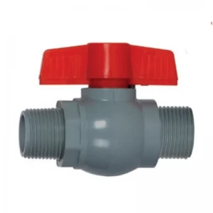 Кран шаровой PLAMIX PVN-1/2" MM PVC, ручка "бабочка" (grey+red) (PM0704)