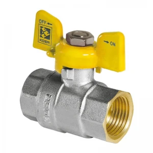 Кран кульовий KOER KR.217.G - 3/4" FF ГГМ YELLOW, ручка "метелик" жовта (KR0041)