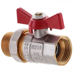Кран з американкою прямий Waterpro WP400-20FMW - 3/4", ручка "метелик" червона (WP2927)