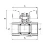 Кран кульовий Koer KG.207 - 3/4" FF ГГМ (газ) (KR4959)